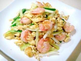 Quick One Dish "scrambled Shrimp with Chives and Eggs" recipe