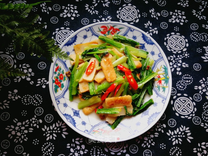 #团圆饭# Stir-fried Fish Tofu with Wheaten Vegetables recipe