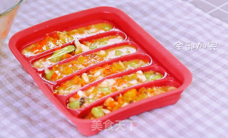 Vegetable Egg Sausage Baby Food Supplement, Mushroom + Carrot + Yellow Pepper + Edamame + Egg + Lotus Root Flour recipe