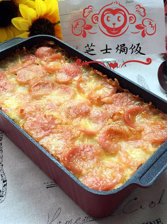 Baked Rice with Cheese and Sausage recipe