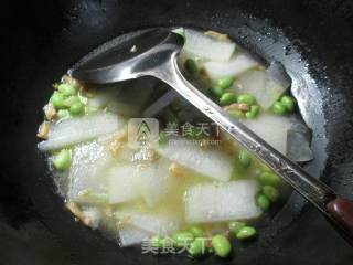 Boiled Winter Melon with Mustard Shredded Edamame recipe