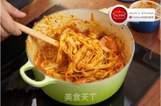 Seafood Wide Noodles in Tomato Sauce recipe