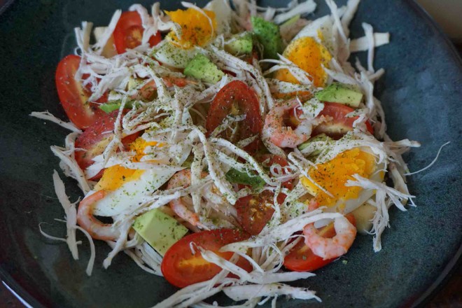 Shredded Chicken Fruit and Vegetable Salad Chobe Salad Sauce recipe
