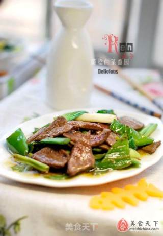 [stir-fried Pork Liver with Green Pepper] recipe
