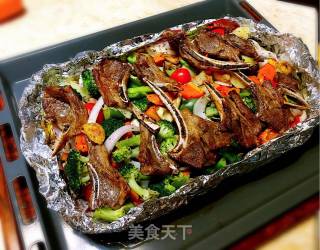 Grilled Lamb Chops with Colored Vegetables recipe