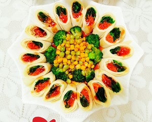 Huakai Fugui Colorful Bean Skin Vegetable Rolls (new Year's Eve Banquet Dishes 😋 There are Colorful and Material) recipe