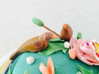 Birds and Flowers Fondant Cake (handmade Version) recipe