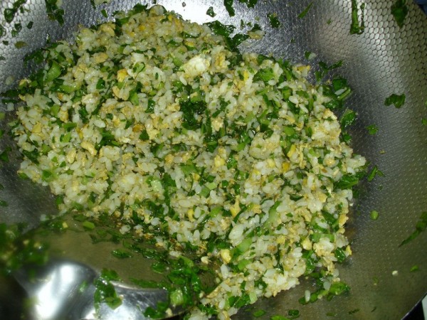 Fried Rice with Lettuce Leaves and Egg recipe