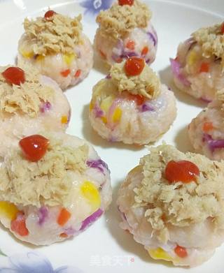 Tuna and Shrimp Colored Rice Balls recipe