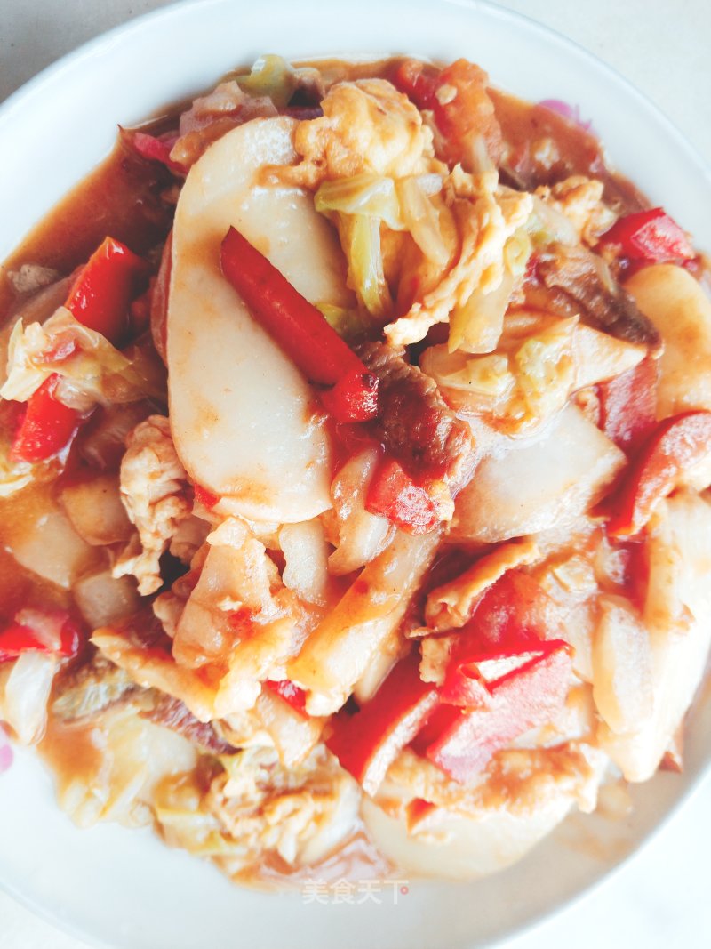 Stir-fried Bai Kueh with Tomato and Egg recipe