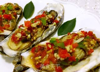 Roasted Oysters with Garlic and Bell Peppers recipe