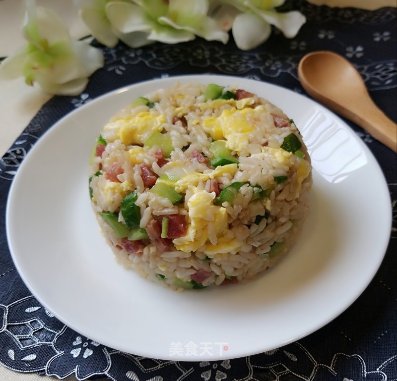 Fried Rice with Cucumber Sausage and Egg recipe