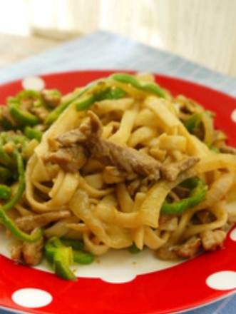 Green Pepper Shredded Pork Noodles recipe