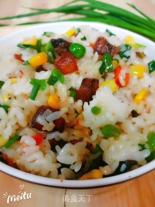 Fried Rice with Sauce and Mixed Vegetables recipe