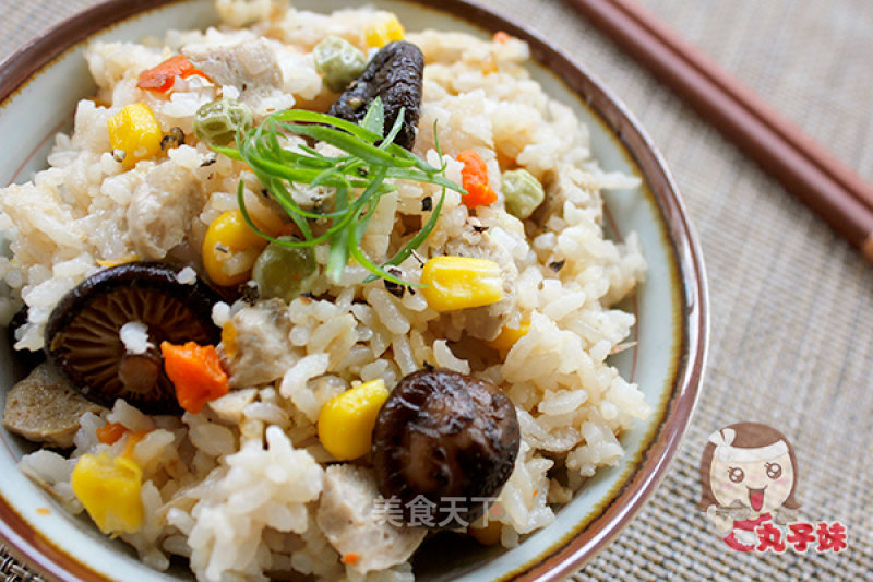 Mushroom Meatball Braised Rice recipe