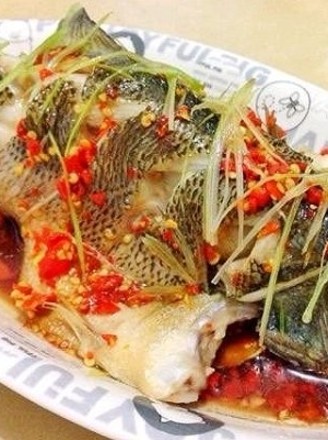 Steamed California Sea Bass with Spicy Chopped Pepper