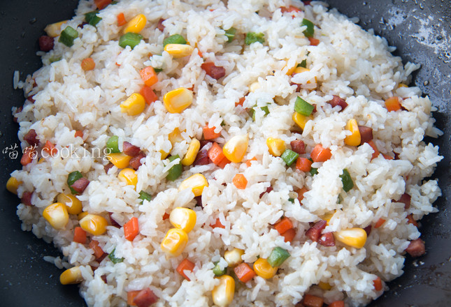 Corn Carrot Sausage Fried Rice recipe