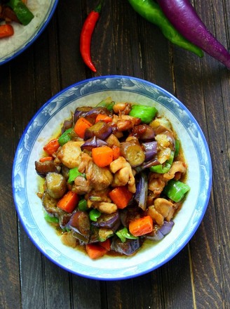 Stir-fried Chicken with Three Vegetables in Oyster Sauce