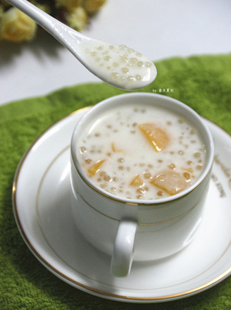 Summer Dessert Yellow Peach Milk Sago recipe