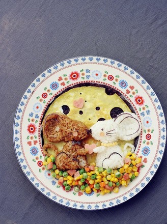 Cartoon Breakfast Omelet Rice