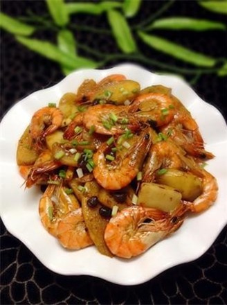 Stir-fried Shrimp with Soy Sauce and Yam
