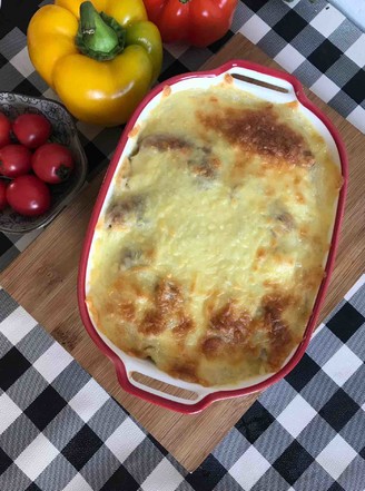 Baked Rice with Cheese and Sausage recipe