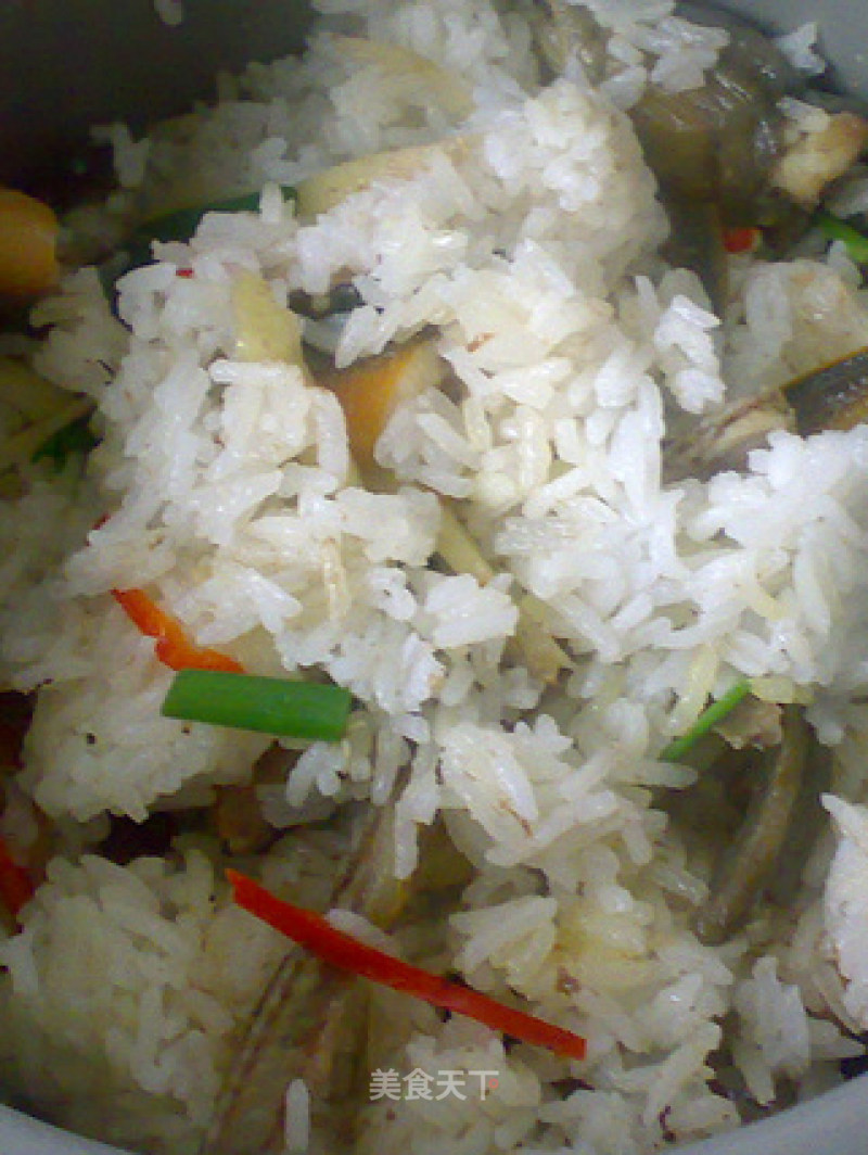 Baked Rice with Eel, Ginger and Spring Onion recipe