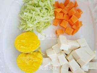 July Baby Food Supplement Vegetable Tofu Yolk Puree recipe