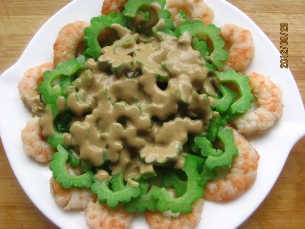 Dried Bitter Gourd Shrimp in Sesame Sauce recipe
