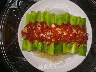 Steamed Loofah with Chopped Pepper and Vermicelli recipe