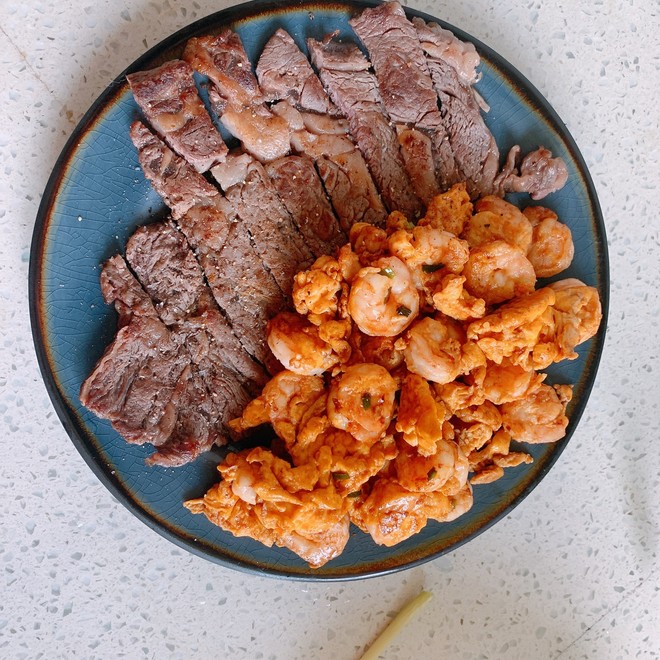 Scrambled Eggs with Shrimp➕steak