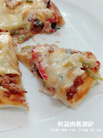 Pizza with Fresh Vegetable Meat Sauce recipe