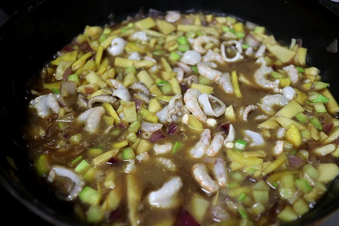 Seafood Spring Bamboo Shoots Rice Bowl recipe