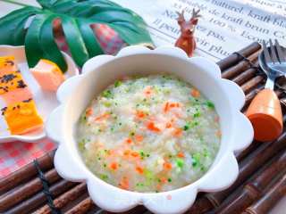 Two-color Porridge with Scallops and Mixed Vegetables recipe