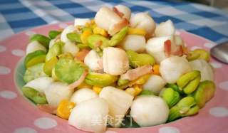 Stir-fried Broad Beans with Scallops and Horseshoe recipe