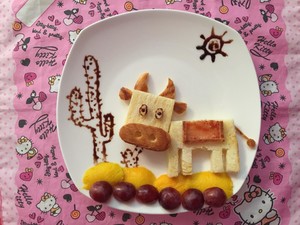 Creative Breakfast for Children-honest Square Face Cow Cow (hokkaido Toast Version) recipe