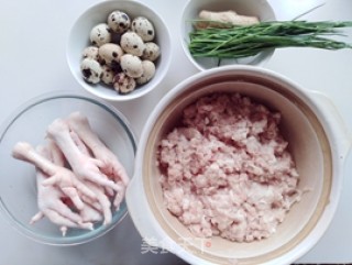 Roasted Meatballs with Chicken Feet and Quail Eggs recipe