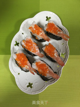 Warship Fish Roe Shrimp Sushi recipe