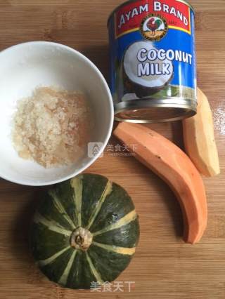 Pumpkin Sweet Potato Coconut Sago recipe