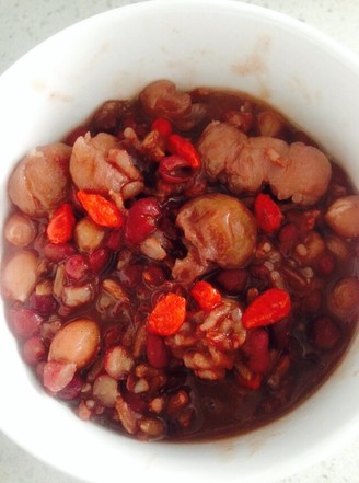 Longan, Wolfberry, Red Beans, Peanuts and Red Rice Porridge