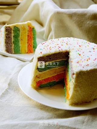 #aca烤明星大赛#coconut Fragrant Rainbow Cake recipe