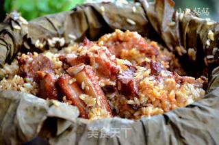 Steamed Ribs with Glutinous Rice and Lotus Leaves recipe