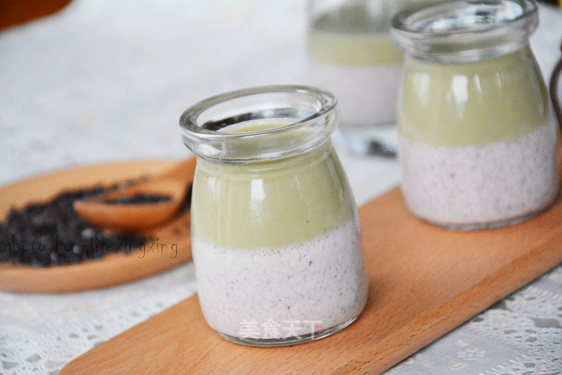 Two-color Black Rice Matcha Panna recipe