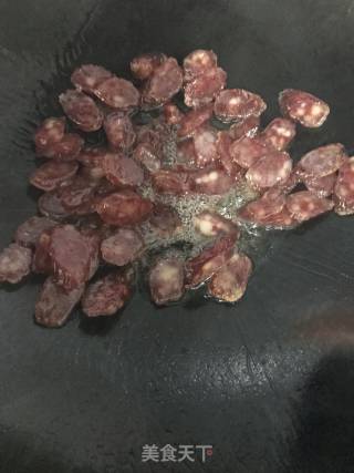 Fried Sausage with Snow Pea recipe