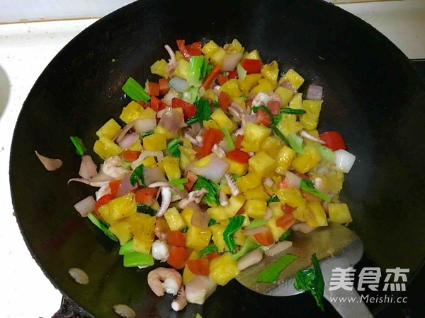 Seafood Pineapple Fried Rice recipe