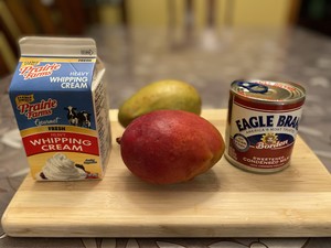 Homemade Delicious Mango Ice Cream with Three Simple Ingredients (no Yolk Version) recipe