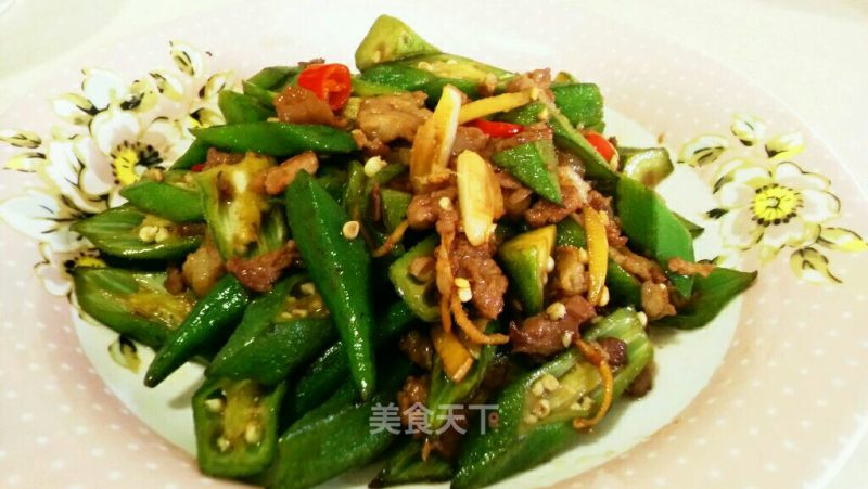 Stir-fried Okra with Pork Moo recipe