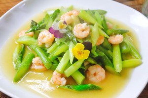 Fresh in Spring🔥fried Shrimps with Asparagus in Abalone Sauce🔥fresh and Low-fat recipe