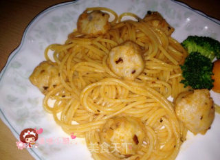 Stir-fried Pasta with Cuttlefish Balls in Tomato Sauce recipe