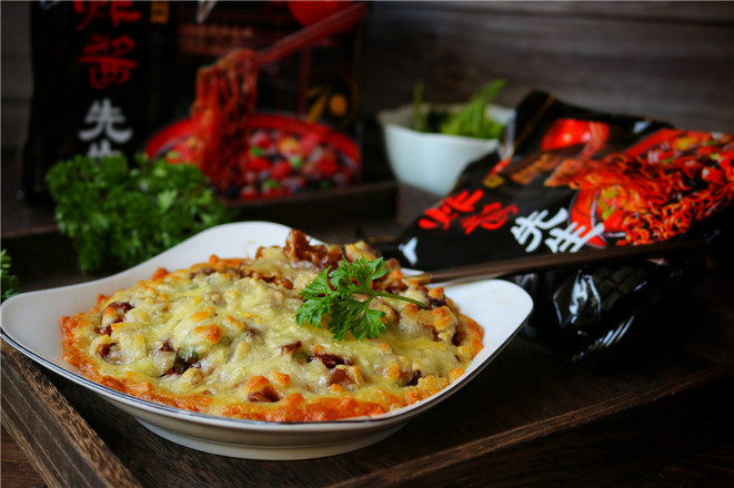 Baked Noodles with Cheese and Bacon#中卓炸酱面# recipe